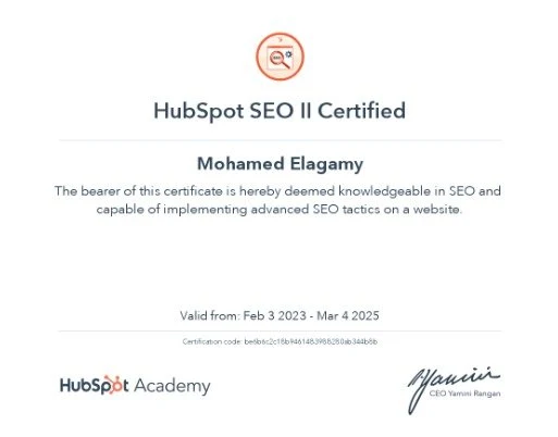 HubSpot Academy — SEO II — Mohamed Elagamy