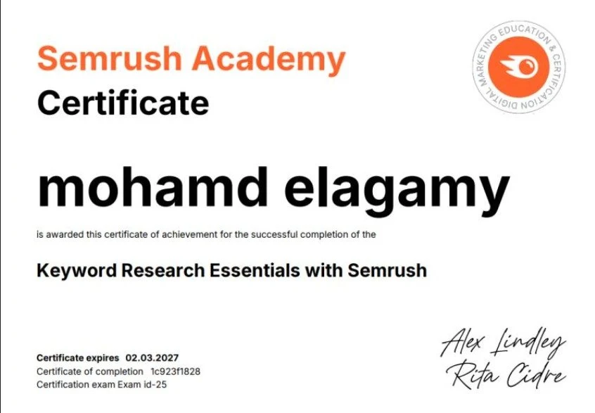 Semrush Academy — Keyword Research Essentials — Mohamed Elagamy