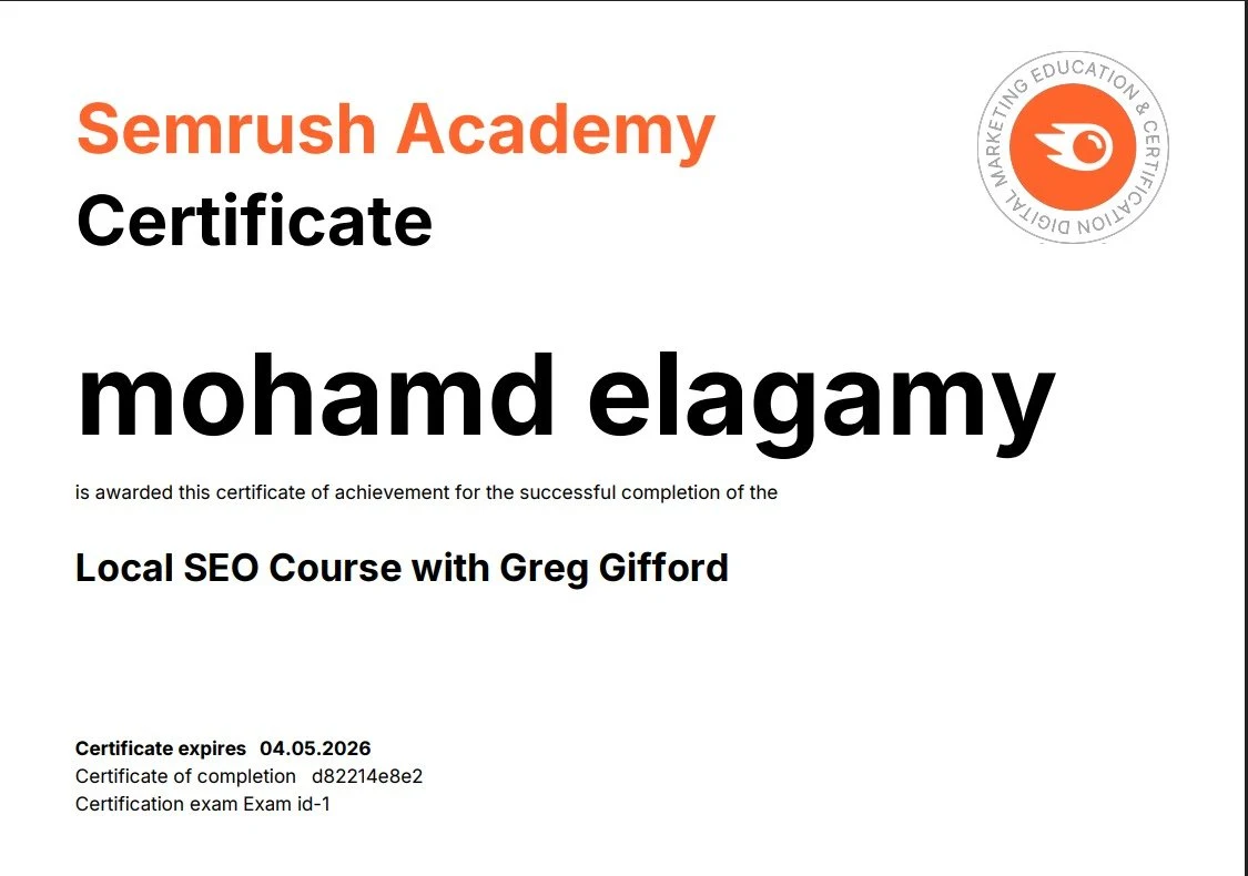 Semrush Academy — Local SEO — Mohamed Elagamy